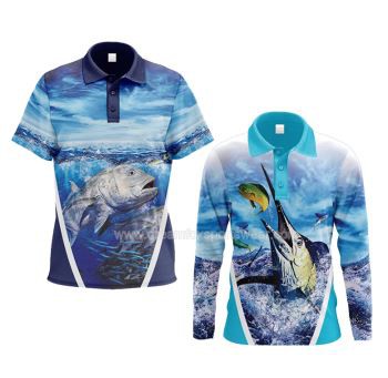 Kurze Ärmel Button Down Sublimated Fishing Man Shirts